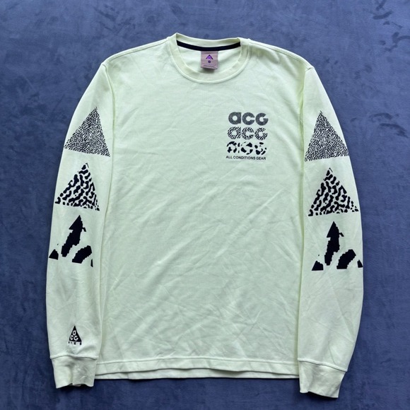 Nike ACG Other - Nike ACG All Conditions Gear Waffle Knit Thermal Long Sleeve Shirt Yellow Mens M